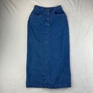 Christopher & Banks Denim Skirt Womens 4 Regular Blue Maxi Long 90s VTG Cotton
